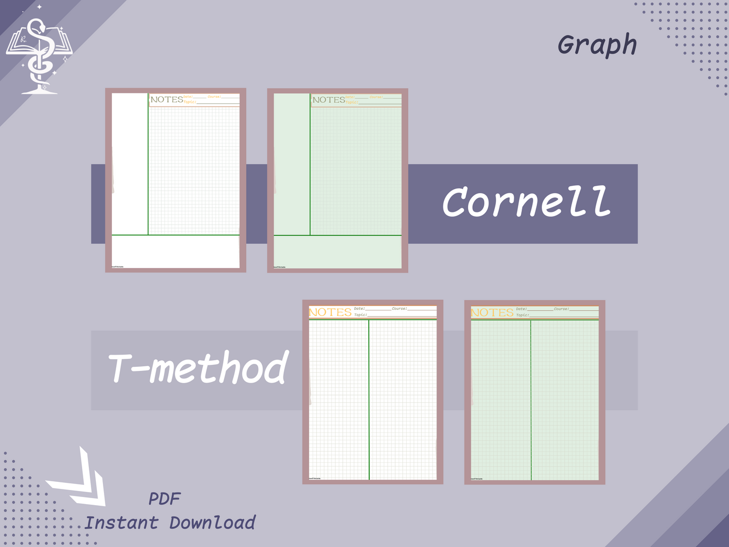 Digital Note Templates | Lined Sheets | Cornell Notes | T-method | Pharmacy Student