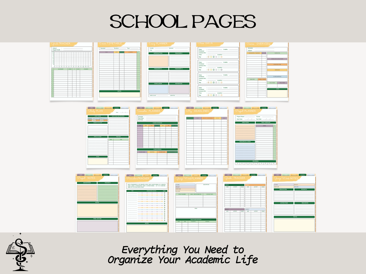 Pharmacy Student Digital Planner | DATED 2024-2025 Pharmacy School Academic Planner |  Periodic Table Cover