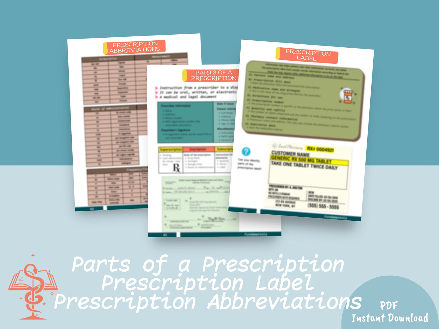 Prescription Study Guide | Rx Abbreviations | Pharmacy Study Guide | Digital Download