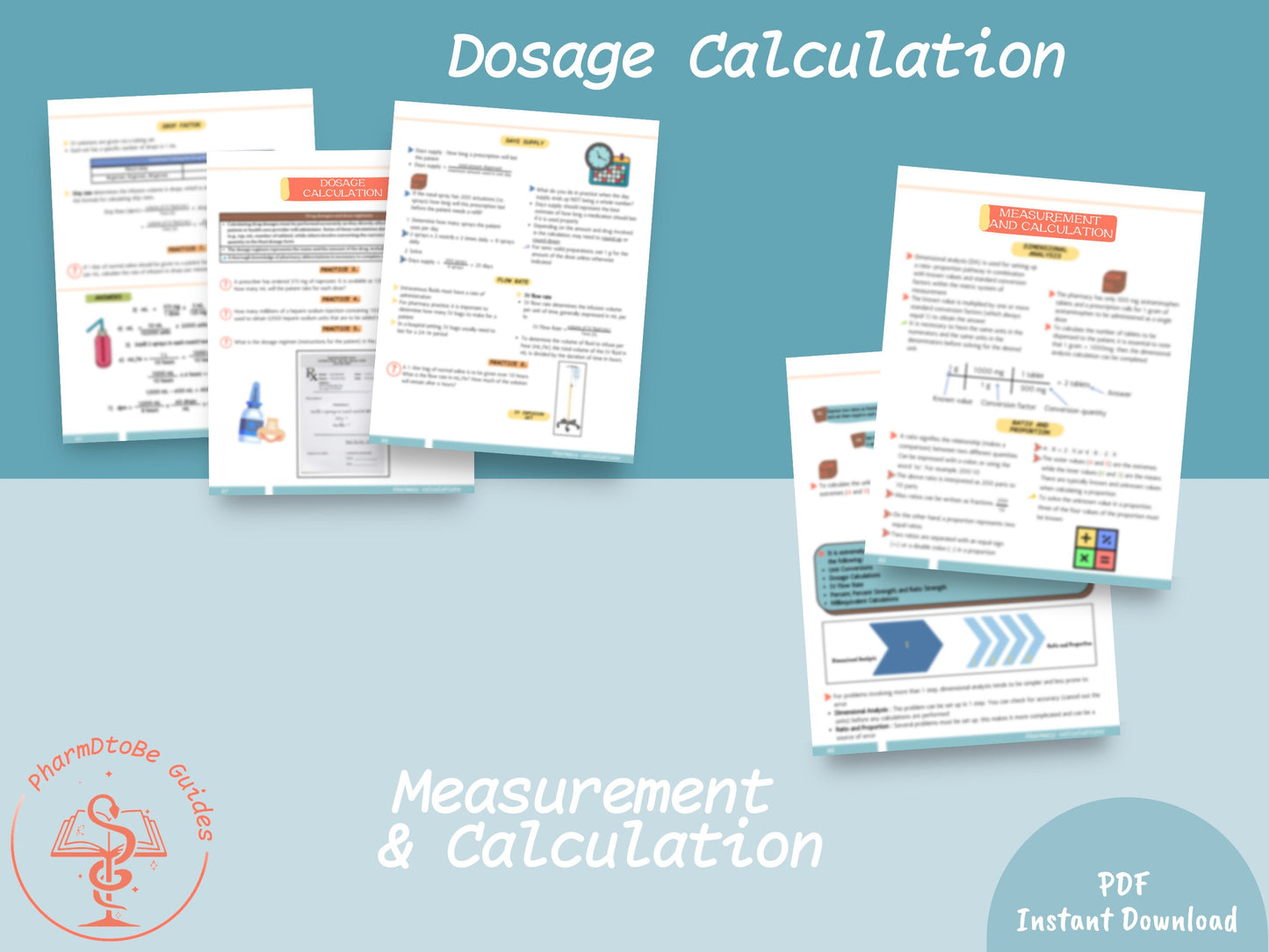 Pharmacy Calculations Study Guide | Comprehensive Cheat Sheets + Extensive Practice Problems