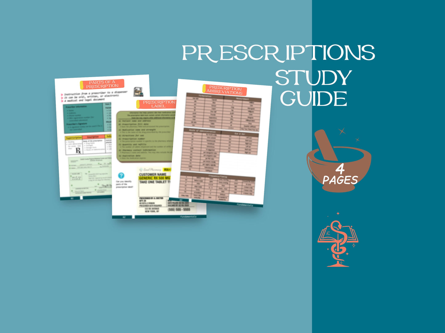 Prescription Study Guide | Rx Abbreviations | Pharmacy Study Guide | Digital Download