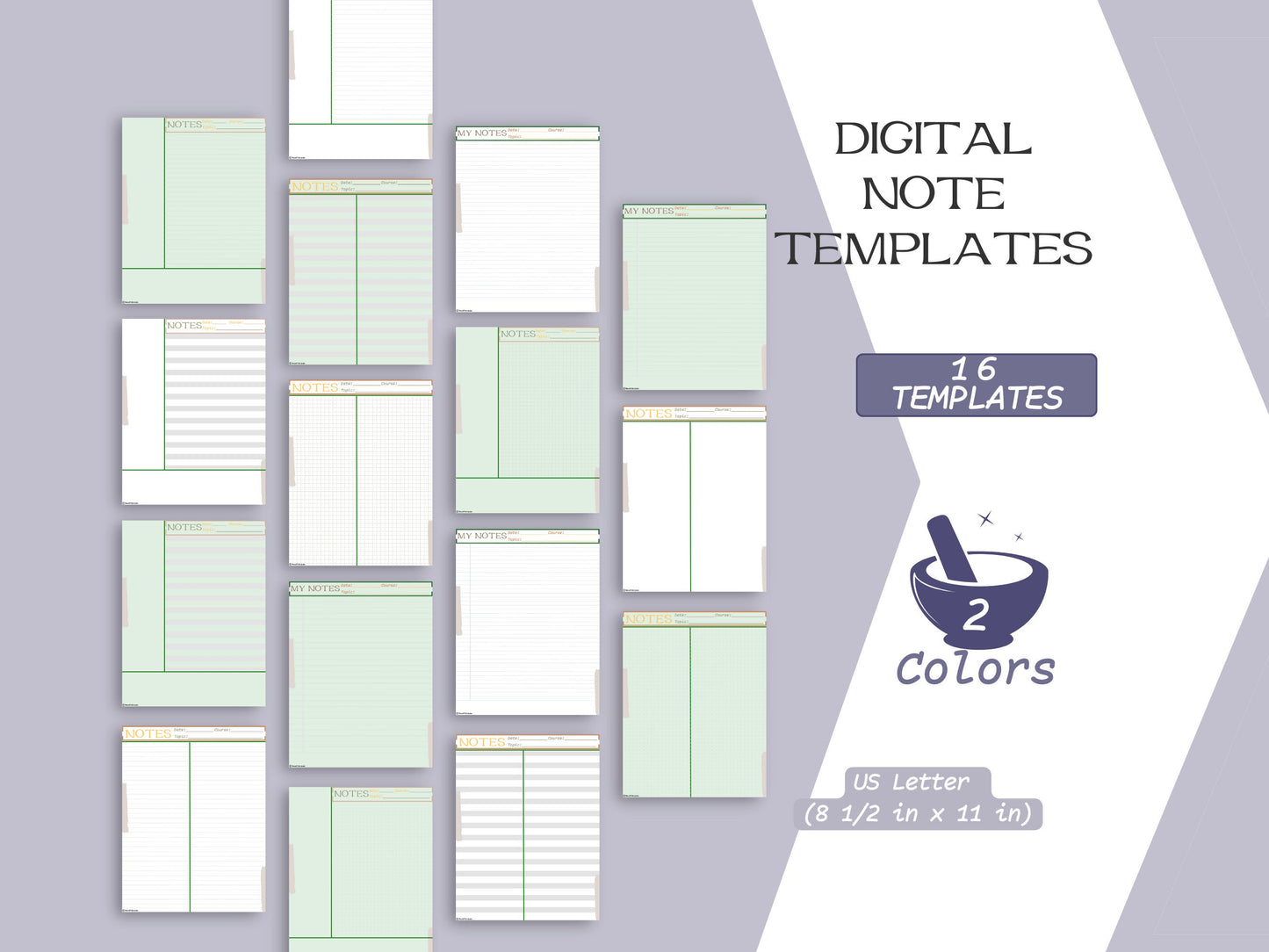 Digital Note Templates | Lined Sheets | Cornell Notes | T-method | Pharmacy Student