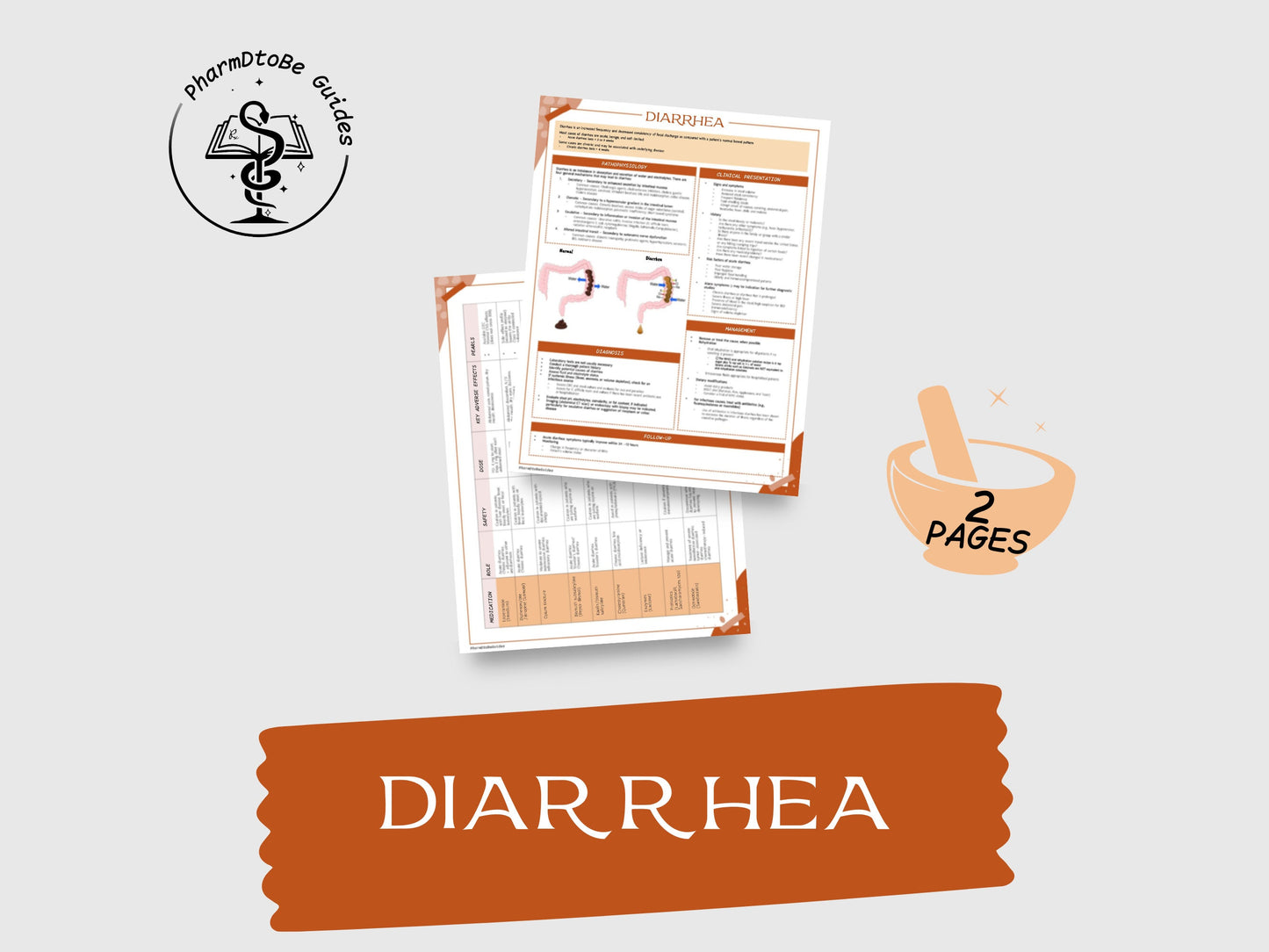 Diarrhea Study Guide | GI | Pharmacy Study Guide | Digital Download