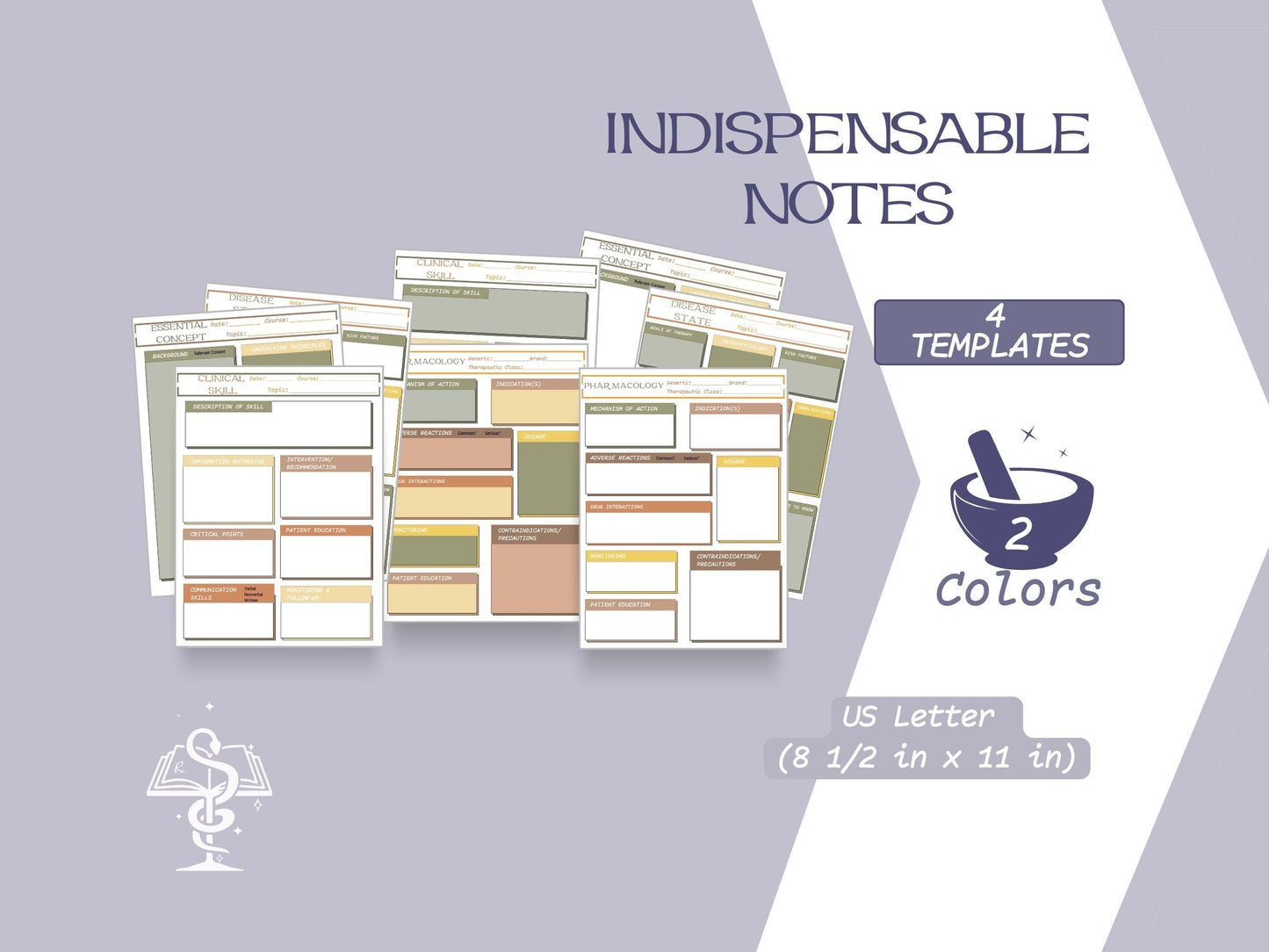 Indispensable Notes Template | Essentials | Pharmacy Study Guide | Digital Download